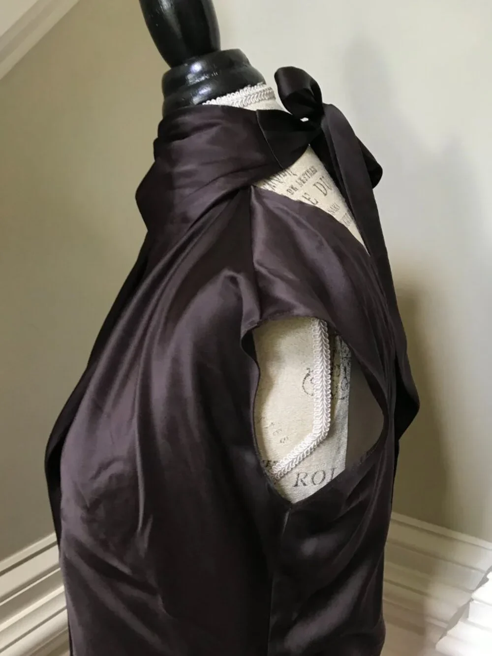 Veronica Beard Leilany Draped Top Shirt Blouse Womens 0 Brown Chocolate Silk - Picture 10 of 13